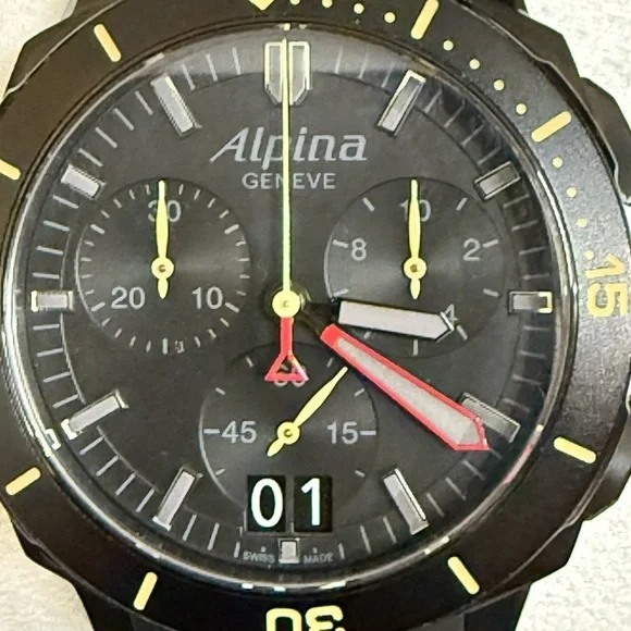 Alpina Seastrong Diver Chronograph Date Sports Mens Watch - Picture 8 of 8